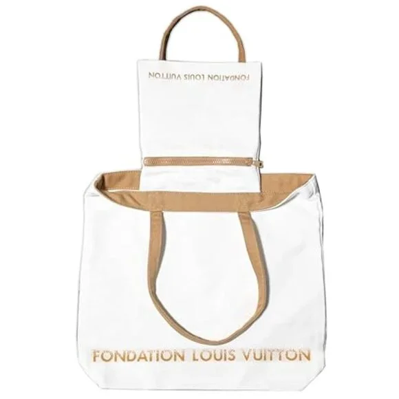 Authentic Fondation Louis Vuitton Tote w/Inner Pocket, Cream/Camel - NWT - Picture 1 of 7